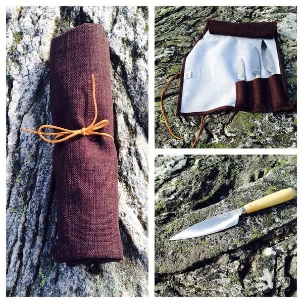 Messerset mit 3 Messern aus Kohlenstoffstahl und Messerrolle - Pallarès