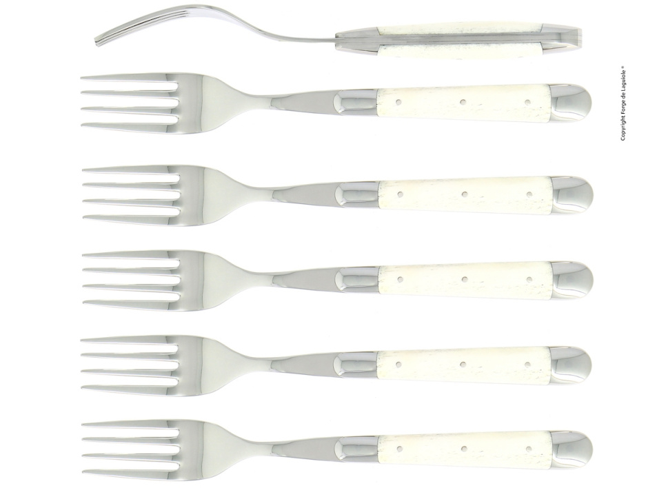 Sechs Gabeln, Knochengriff, poliert, Tradition - Forge de Laguiole in der Gruppe Tischgedeck / Besteck / Gabeln bei The Kitchen Lab (1466-22184)