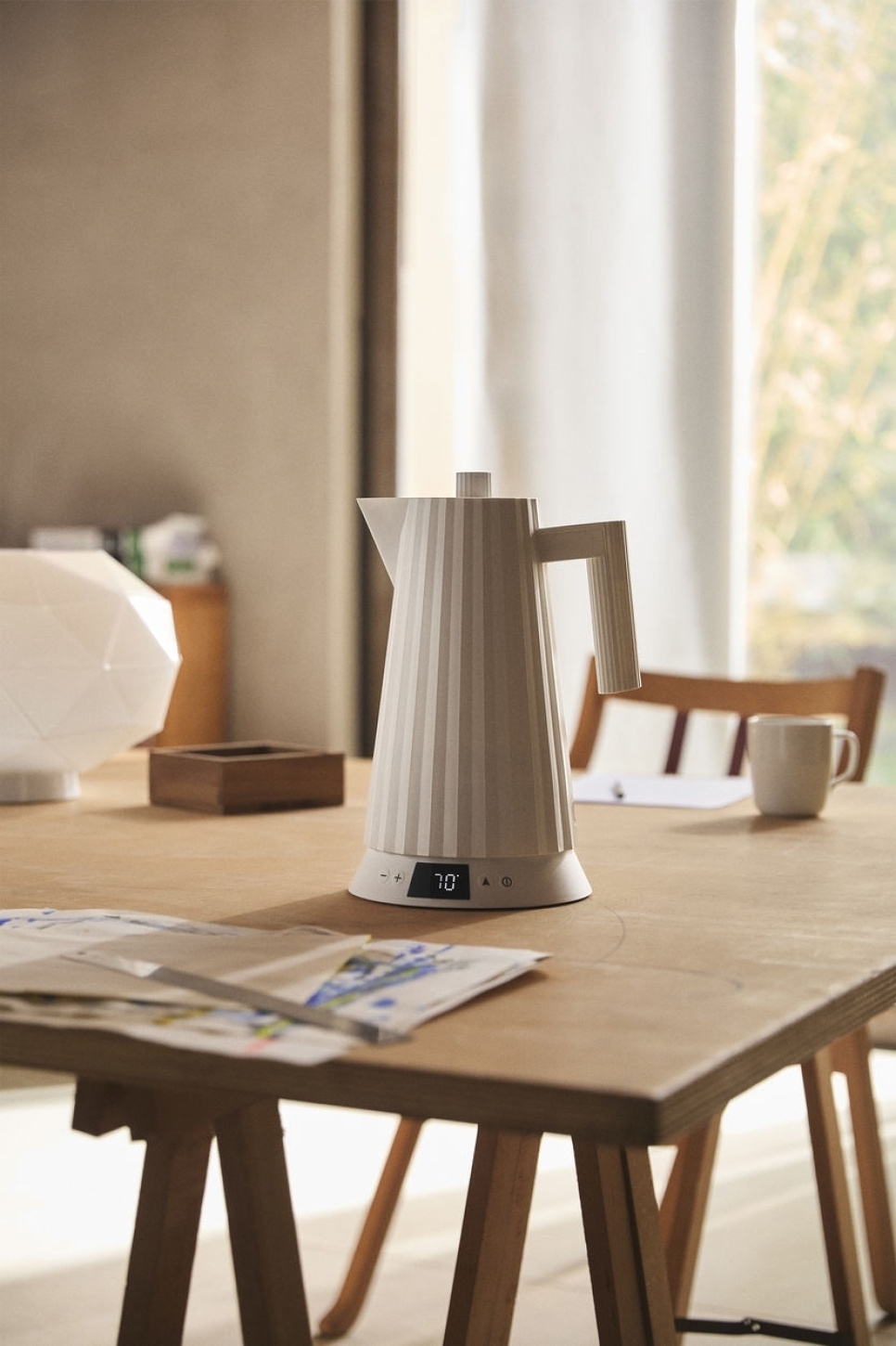 Wasserkocher mit Temperaturregelung, Plissé, Weiß - Alessi