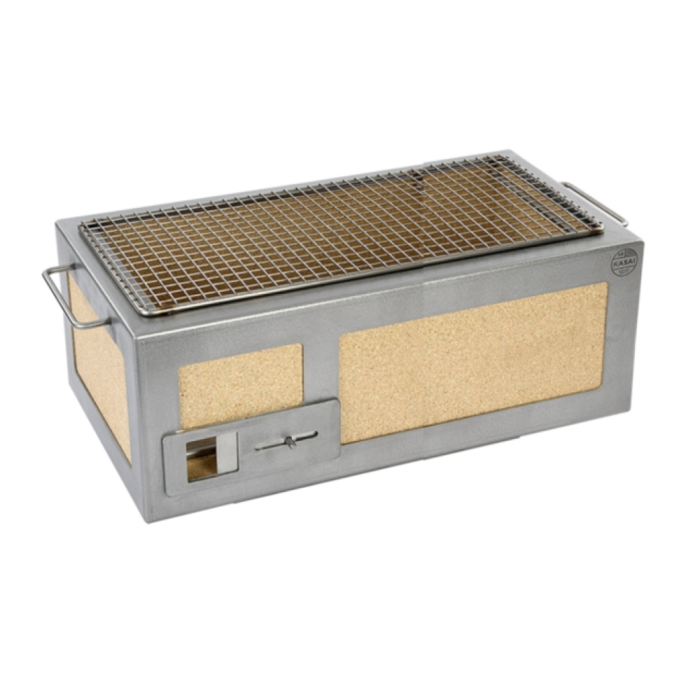 Tischgrill/Konrogrill mit Edelstahlrahmen, Medium lang 54 x 26,5 cm - Kasai