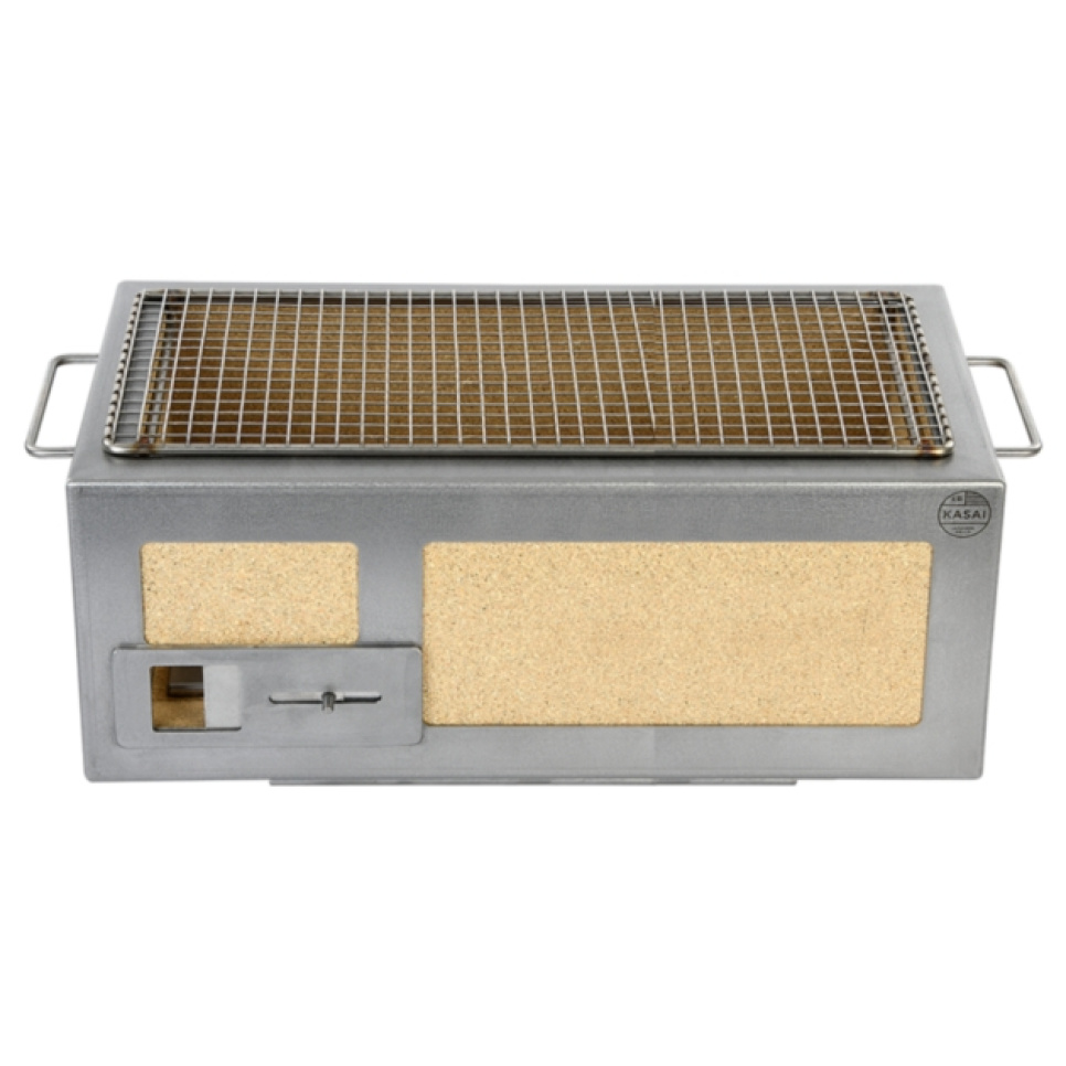 Tischgrill/Konrogrill mit Edelstahlrahmen, Medium lang 54 x 26,5 cm - Kasai