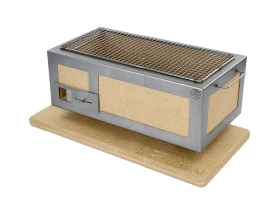 Tischgrill/Konrogrill mit Edelstahlrahmen, Medium lang 54 x 26,5 cm - Kasai