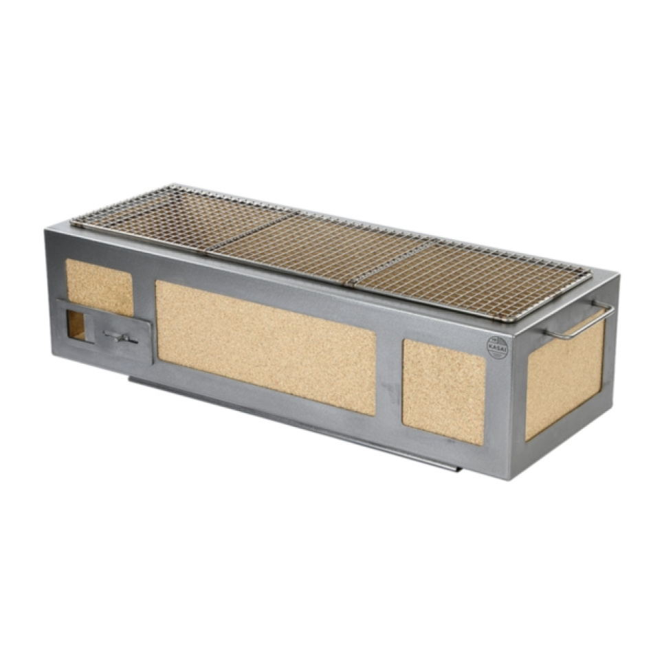 Tischgrill/Konrogrill mit Edelstahlrahmen, Lang 70 x 26 cm - Kasai