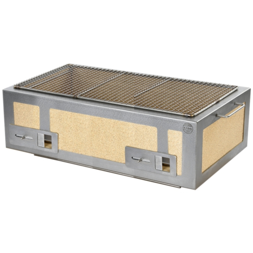 Tischgrill/Konrogrill mit Edelstahlrahmen, XL 92 x 35,5 cm - Kasai