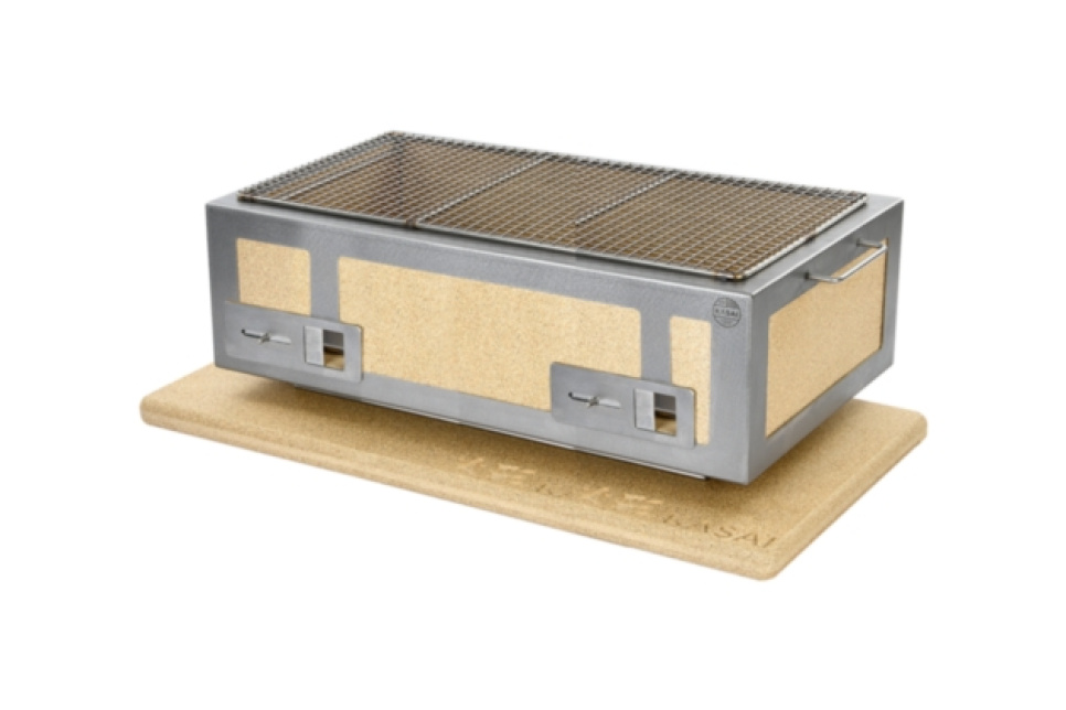 Tischgrill/Konrogrill mit Edelstahlrahmen, XL 92 x 35,5 cm - Kasai