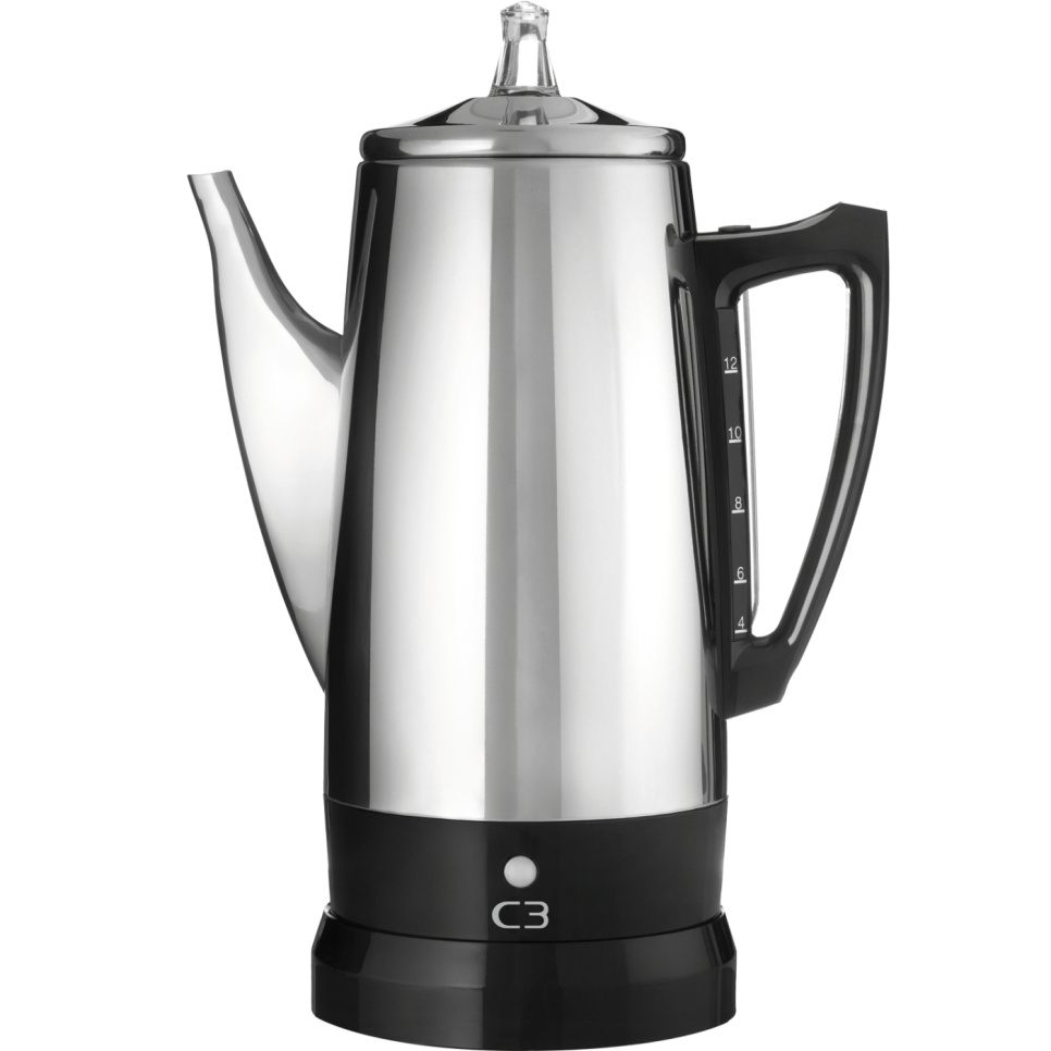 Perkolator, Gebürsteter Edelstahl, 12 Tassen – C3 in der Gruppe Tee & Kaffee / Kaffee brühen / Kaffeemaschinen bei The Kitchen Lab (1576-31137)