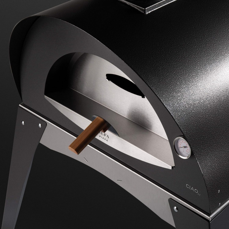 Pizzaofen, holzbeheizt, Ciao - Alfa Forni - Grau, Backofen und Unterbau