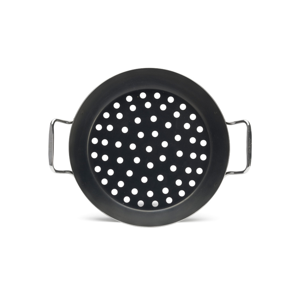 Perforierte Kohlenstoffstahlpfanne zum Grill, Ø28cm - de Buyer