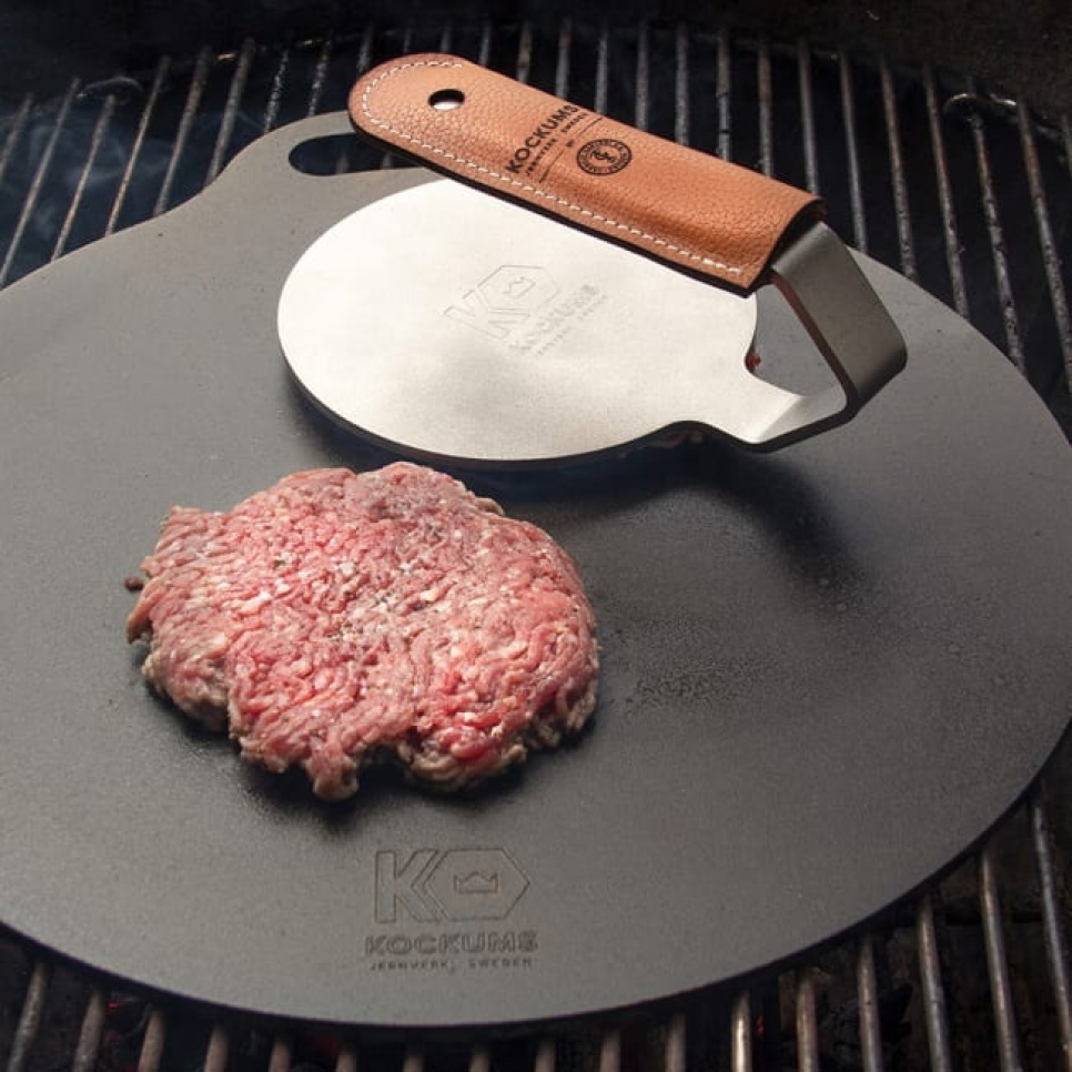 Grillpresse, Griffüberzug aus Leder - Kockums