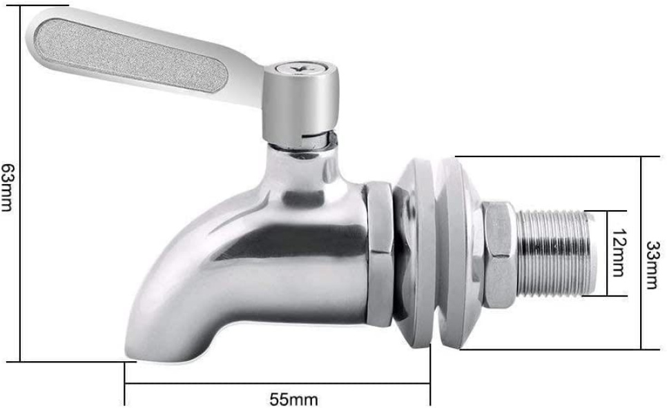 Wasserhahn aus Edelstahl, 12 mm