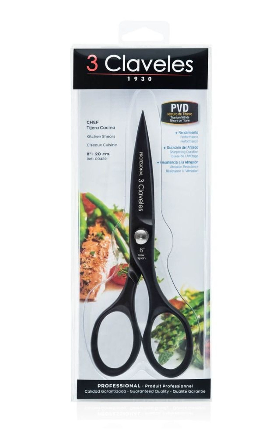 Küchenschere 20 cm, Chef, schwarz - 3 Claveles