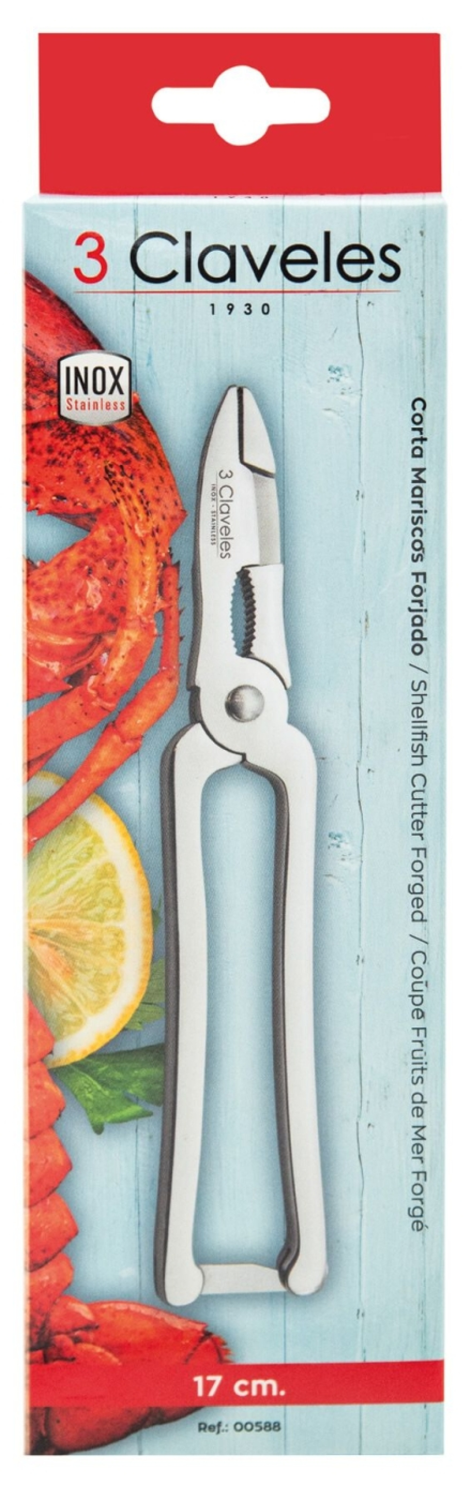 Meeresfrüchteschere mit Feder, 17 cm - 3 Claveles