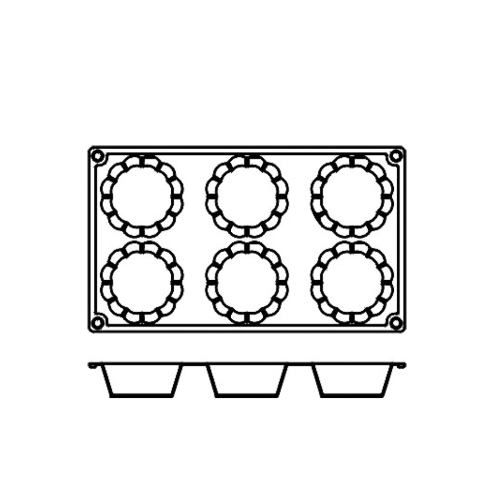 Backform aus Silikon, flache Brioche, 6 Stück – Pavoni