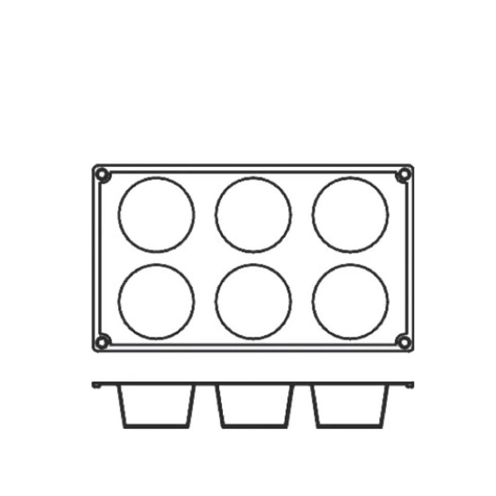 Backform aus Silikon, Zylinder, 6 Stück - Pavoni
