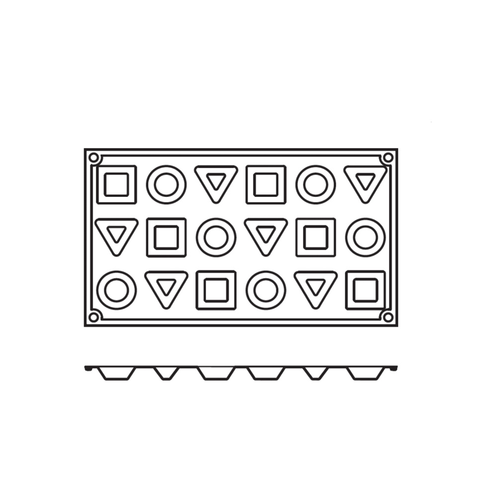 Backform aus Silikon, rund, quadratisch, dreieckig 18 Stück - Pavoni