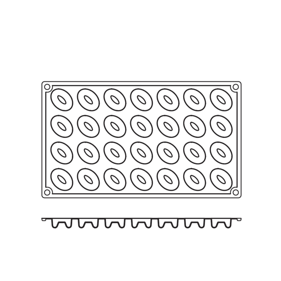 Backform aus Silikon, klein oval Savarin, 28 Stück - Pavoni