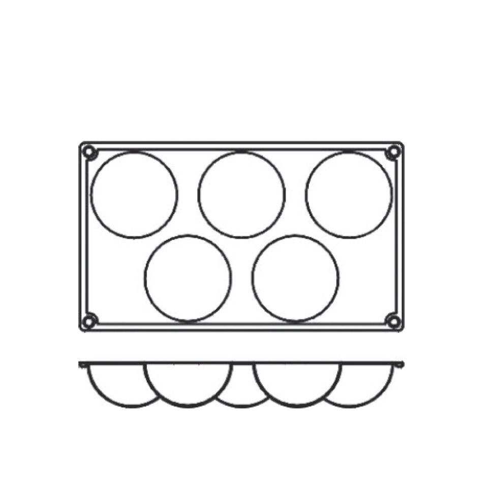 Backform aus Silikon, Halbkugel, 5 Stück - Pavoni