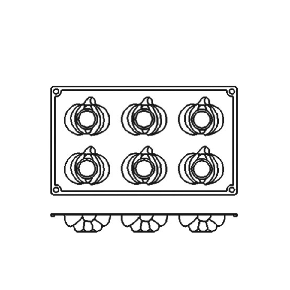 Backform aus Silikon, Kürbis, 6 Stück - Pavoni