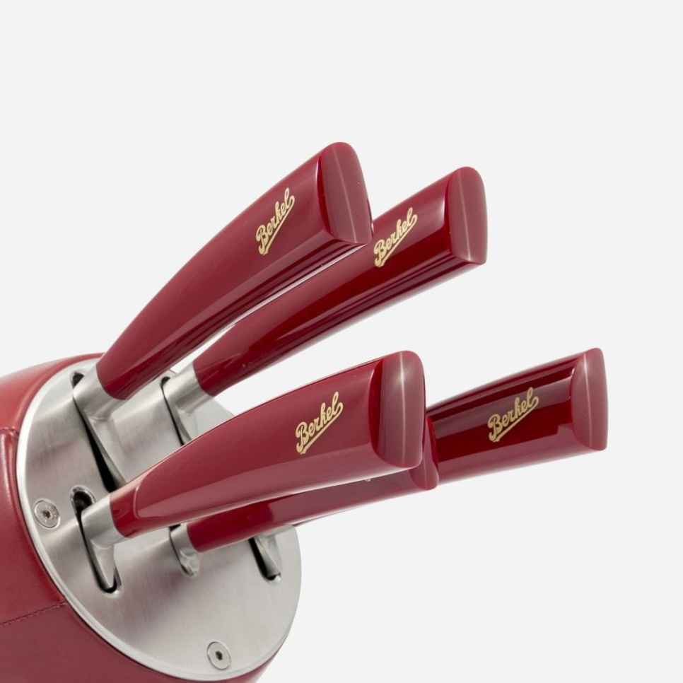 Messerblock aus Leder mit fünf Messern, Elegance Red - Berkel