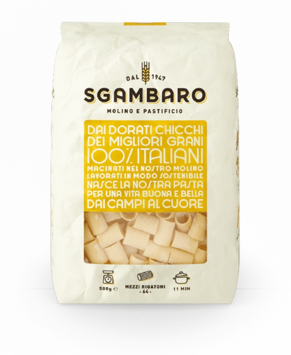 Mezzi rigatoni Linea Gialla Marco Aurelio, 500g - Sgambaro in der Gruppe Kochen / Kolonial bei The Kitchen Lab (2022-28320)