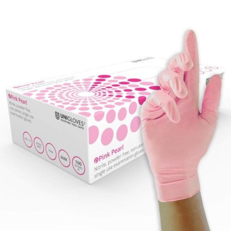 Nitrilhandschuh, rosa, 100er-Pack - Unigloves in der Gruppe Kochen / Küchenutensilien / Mise en Place bei The Kitchen Lab (2047-26253)