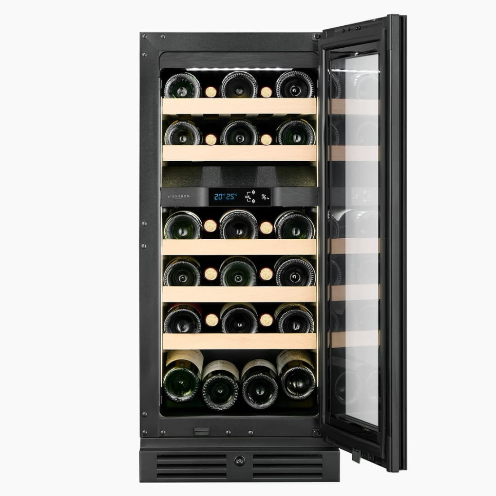 Weinkühlschrank Designline 40, Zwei Zonen, Schwarz - Vigneron