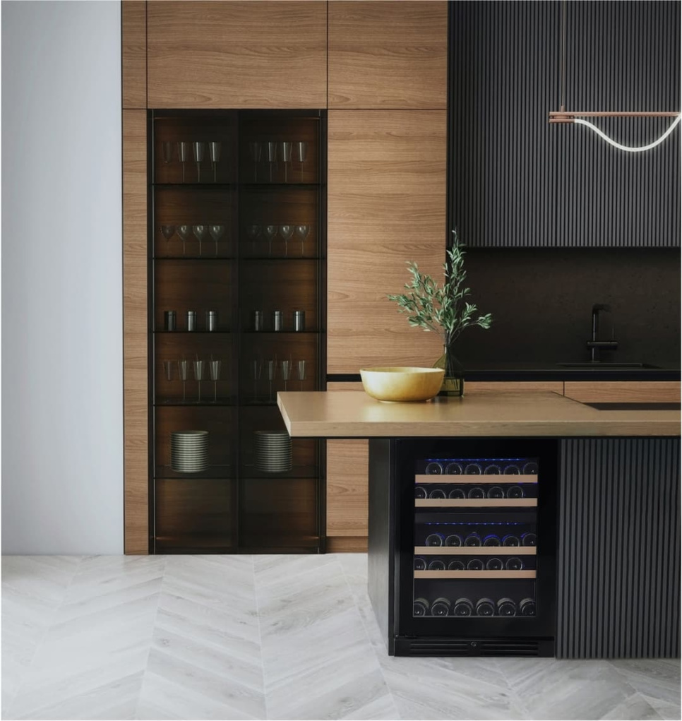 Weinkühlschrank Designline 60, Zwei Zonen, Schwarz - Vigneron