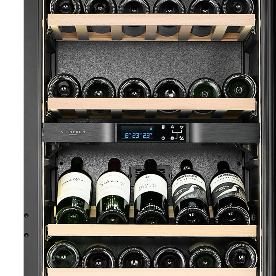Weinkühlschrank Kitchen Built-in 180, Drei Zonen, Schwarz - Vigneron