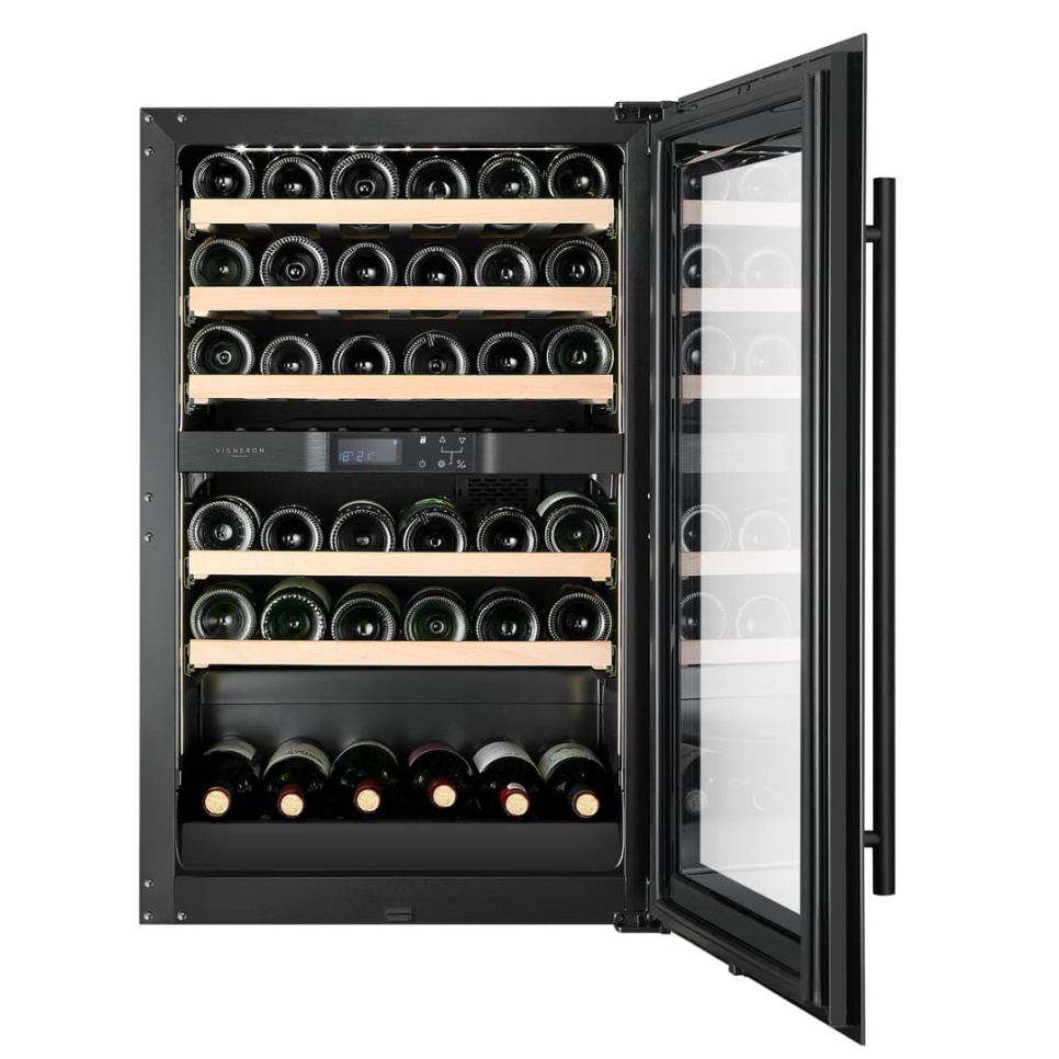 Weinkühlschrank Kitchen Built-in 90, Zwei Zonen, Schwarz - Vigneron