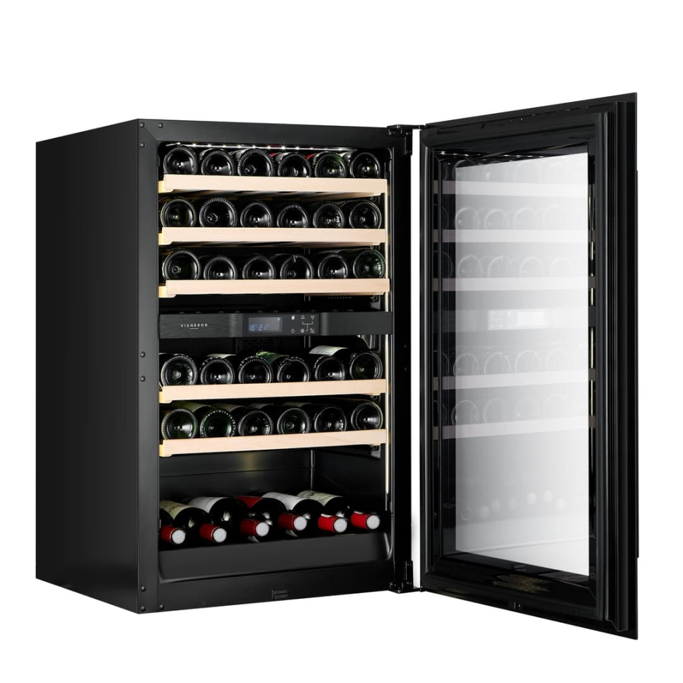 Weinkühlschrank Kitchen Built-in 90, Zwei Zonen, Schwarz - Vigneron