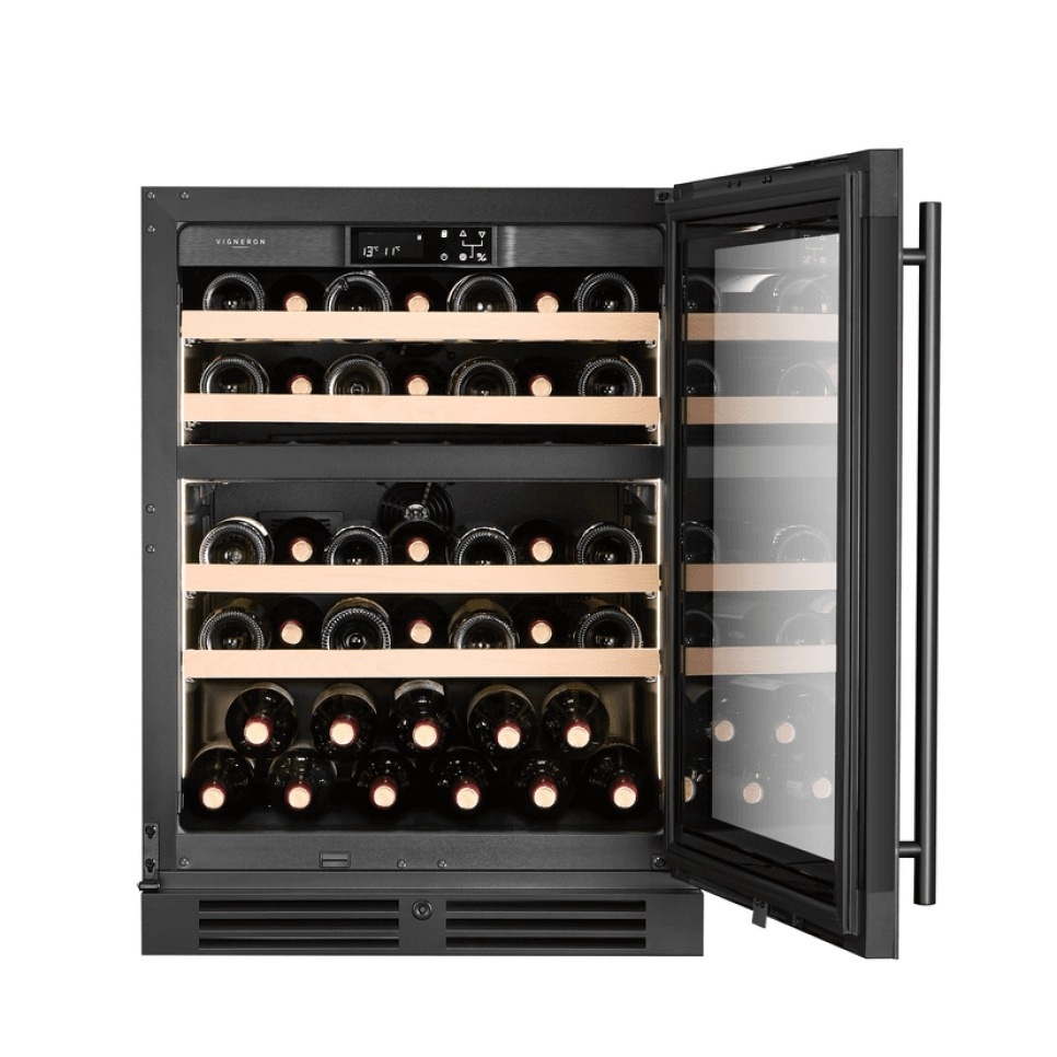 Weinkühlschrank Kitchen Collection 60, Zwei Zonen, Schwarz - Vigneron