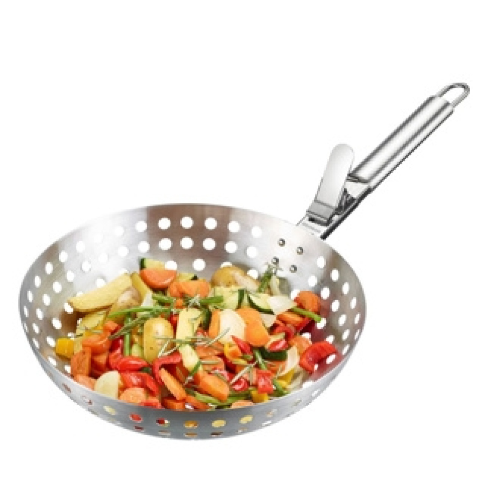 Perforierter Edelstahl-Grillkorb mit abnehmbarem Griff, 28 cm - Westmark