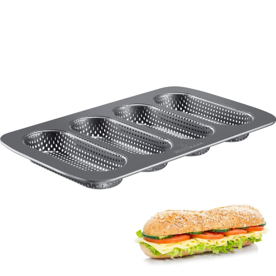 Gelochte Backform für Mini-Baguettes, antihaftbeschichtet - Westmark