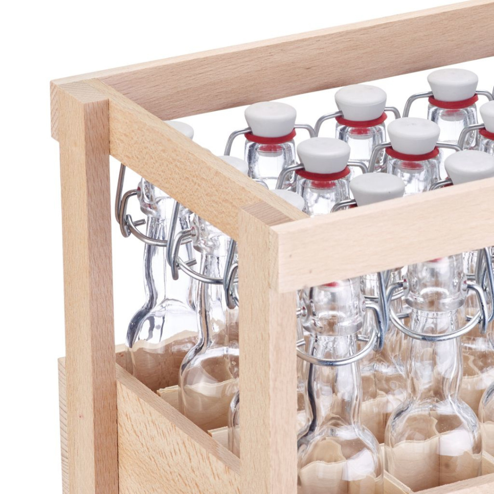 Glasflasche mit Bügelverschluss mit Holzkiste, 40 ml, 24er-Pack - Westmark