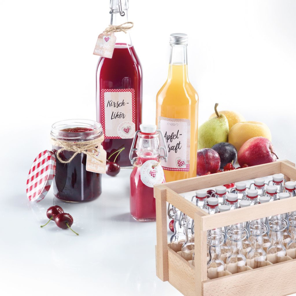 Glasflasche mit Bügelverschluss mit Holzkiste, 40 ml, 24er-Pack - Westmark